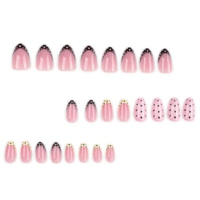 Für French Aesthetic Short Almond Press On Nails mit ausgewogenem Polka Dot Lay