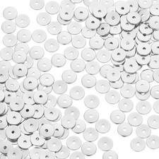 200Pcs Stainless Steel round Spacer Beads, 6Mm Diameter, 0.7Mm Thick, 1Mm Hole,