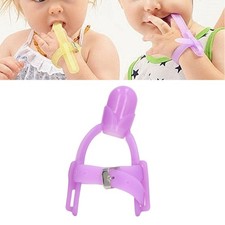 (Purple)Stop Sucking Wrist Band Baby Finger Protector Silicone Adjustable Safe