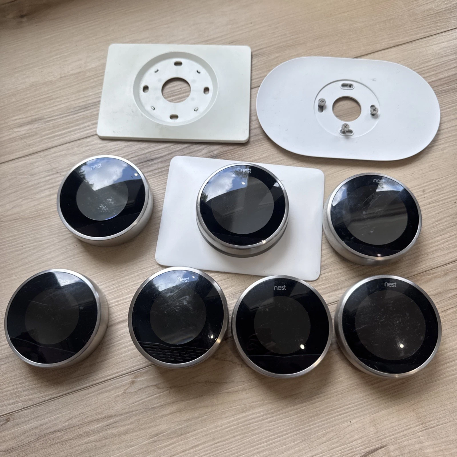 Lot of 7 Mixed Google Nest Thermostats + Parts (Untested) AS-IS