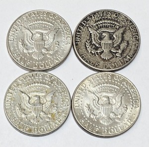 LOT OF (4) 1964 D JFK KENNEDY HALF DOLLARS
