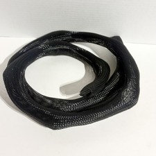 Braided Cable Cord Management Organizer Split Sleeve Mesh Black 5 ft Hook Loop