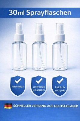 3 x Sprühflasche klein Sprühfläschchen Desinfektion Alkohol Zerstäuber 30 ml