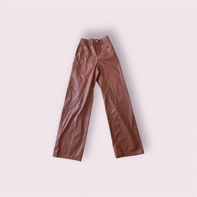 Zara Brown Straight Leg Leather Pants Size 0 (Pre-Owned - Good)