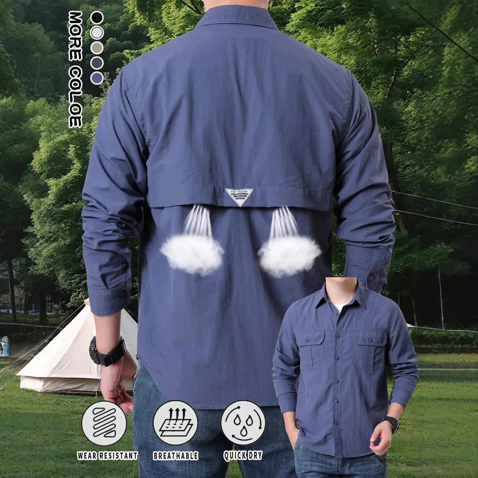 Sun Protection Fishing Shirts Men Quick Dry Long Sleeve Hiking Shirts