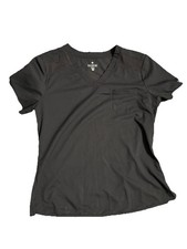 Med Couture Scrub Top Solid Black Short Sleeve V Neck Women  s Size Large