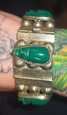 Vintage Sterling Silver Made In Mexico NOT GREEN ONYX, THESE ARE JADE!!