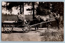 Slovakia Postcard Two Women Riding Horse Wagon c1910 Unposted RPPC Photo