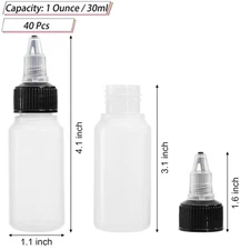 40 Pack 1Oz Dispensing Bottles, Boston Round HDPE Plastic Bottle with Twist Top 
