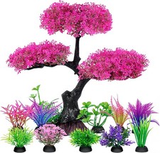Ameliade Aquarium Artificial Plastic Plants Decoration, Pink Cherry