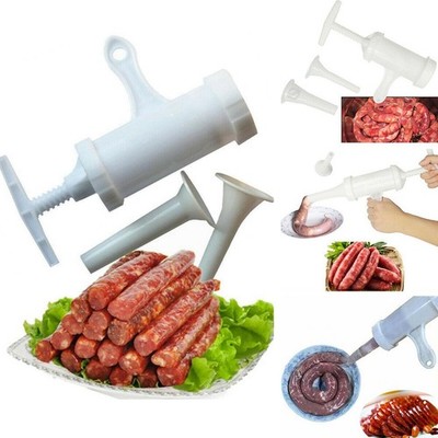 Home Use Manual Sausage Filler PP Plastic Meat Stuffer with 2 Funnels Set