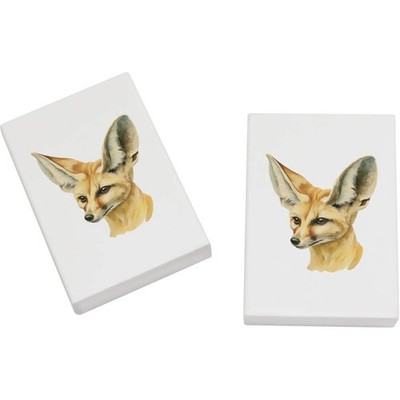2 x 45 mm ''Fennec Fox Portrait'' Radiergummis / Gummis (ER00050028)