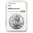 1999 $1 1-oz American Silver Eagle NGC MS69 Brown Label