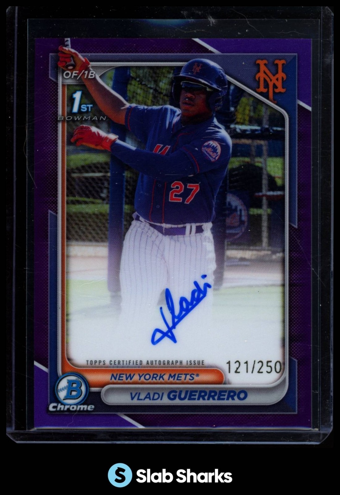 2024 BOWMAN CHROME VLADI GUERRERO AUTO PURPLE REFRACTOR 1ST PROSPECT /250