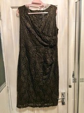 Black Gold Lace Stretch Body Con Glamouri Dress 14 By Alexon Ball Formal Party