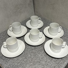 White Espresso set of 6 Coffee  CAN & SAUCER * Vintage THOMAS Bavaria MEDAILLON 