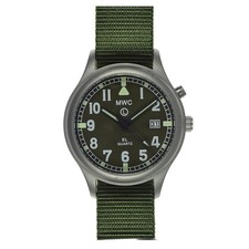 MWC G10 Swiss Quarzo Acciaio FULL LUME PUSH Dat Tessuto Verde Nero Orologio Uomo