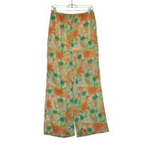 Urban Outfitters orange green floral wide leg pull on pants size Small