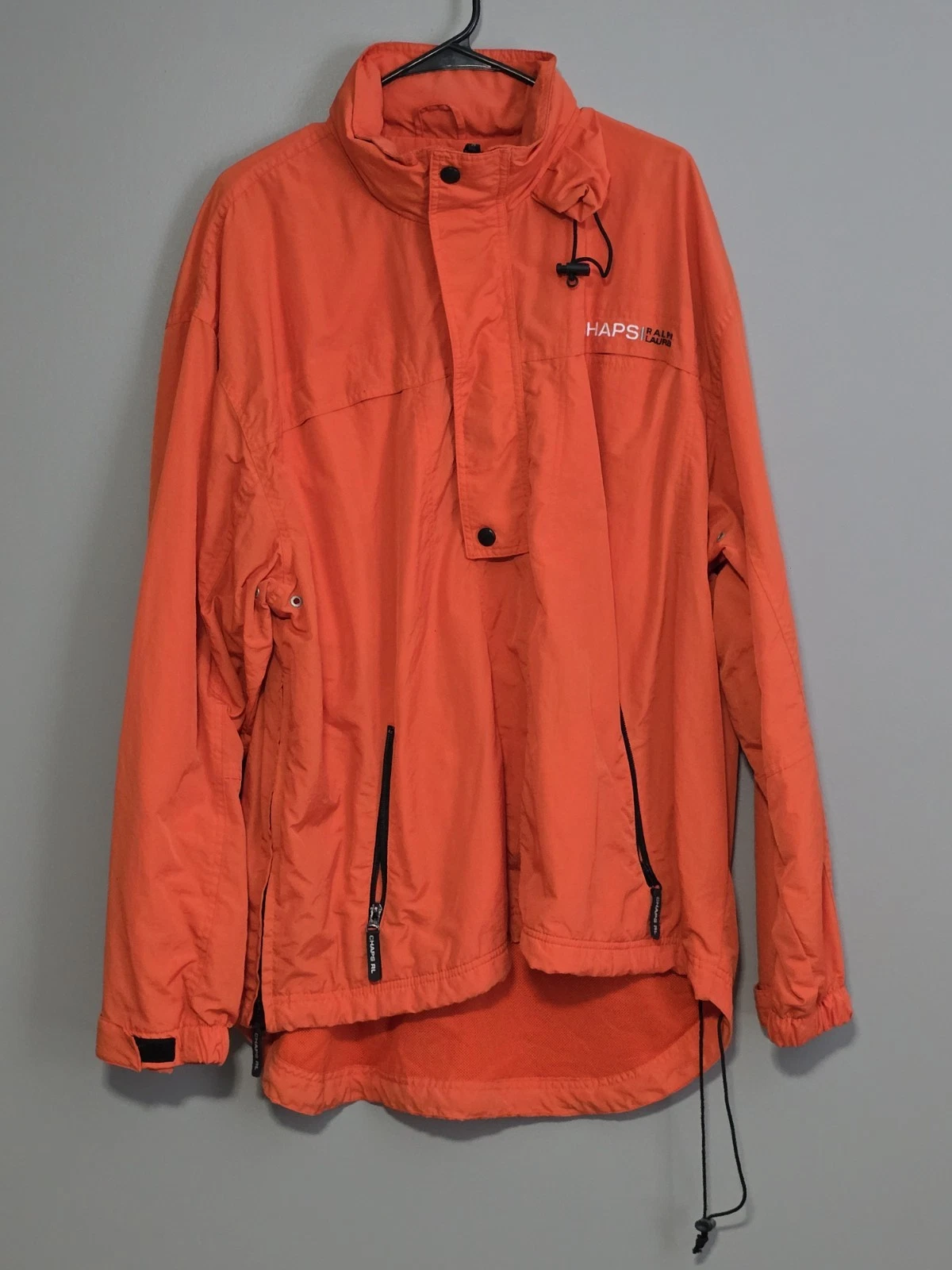 Chaps Ralph Lauren Windbreaker Pullover Orange Jacket Size L