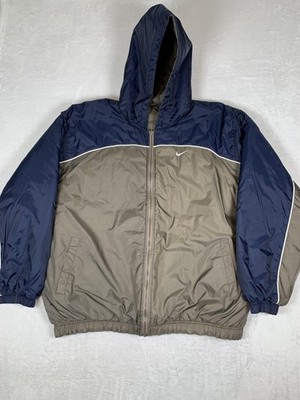 Vintage Nike Puffer Jacket Mens 2XL Gray Blue Reversible Insulated Full Zip 90s