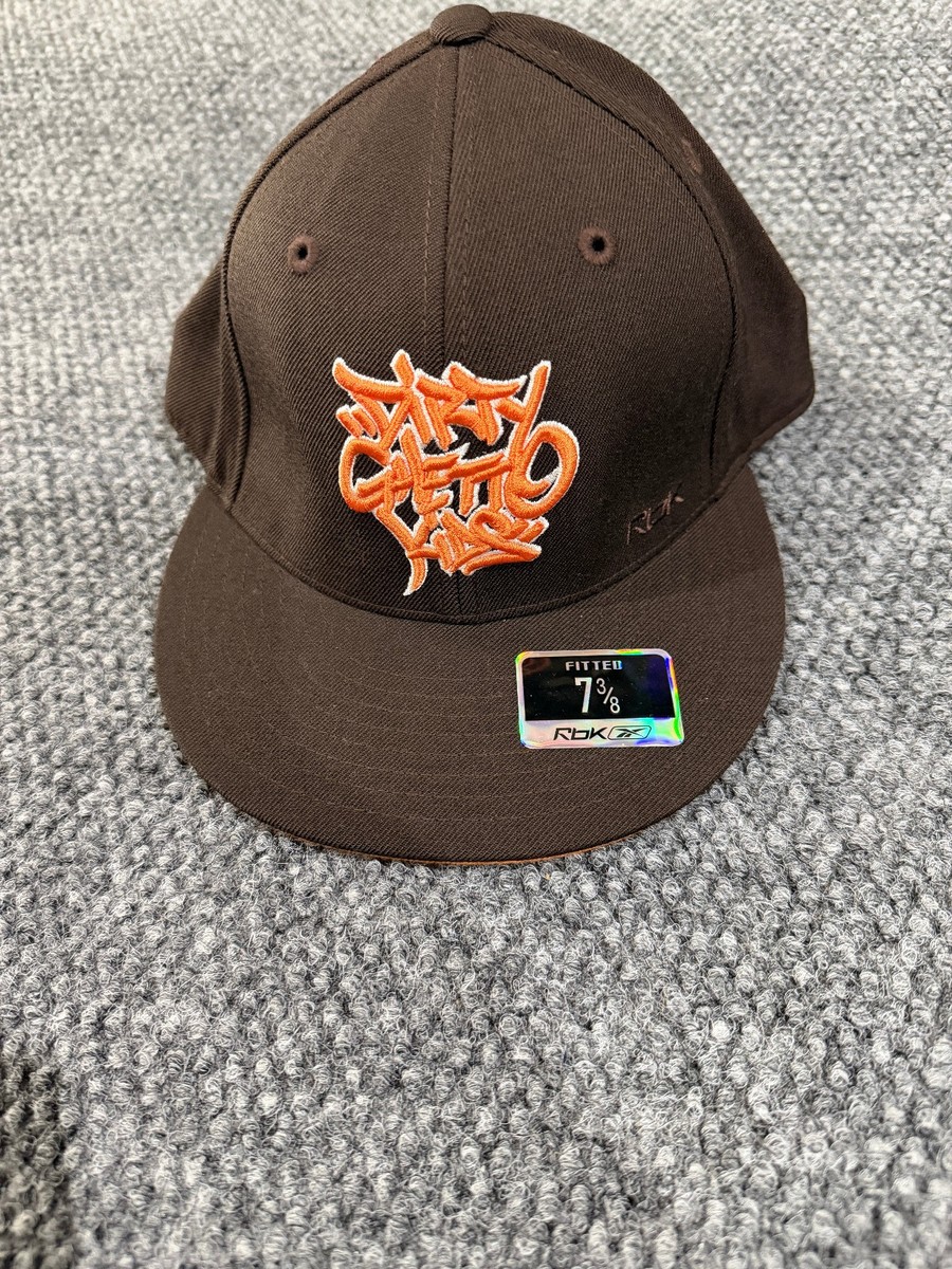 DGK hat fitted mens 7 3/8 brown orange Reebok graffiti logo cap