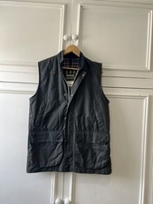 Barbour Westmorland Gilet Men?s M Navy Plaid Waxed Cotton Lined Made In England