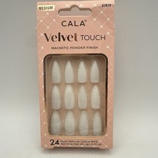 CALA Velvet Touch Magnetic Powder Finish Press On Nails Medium White