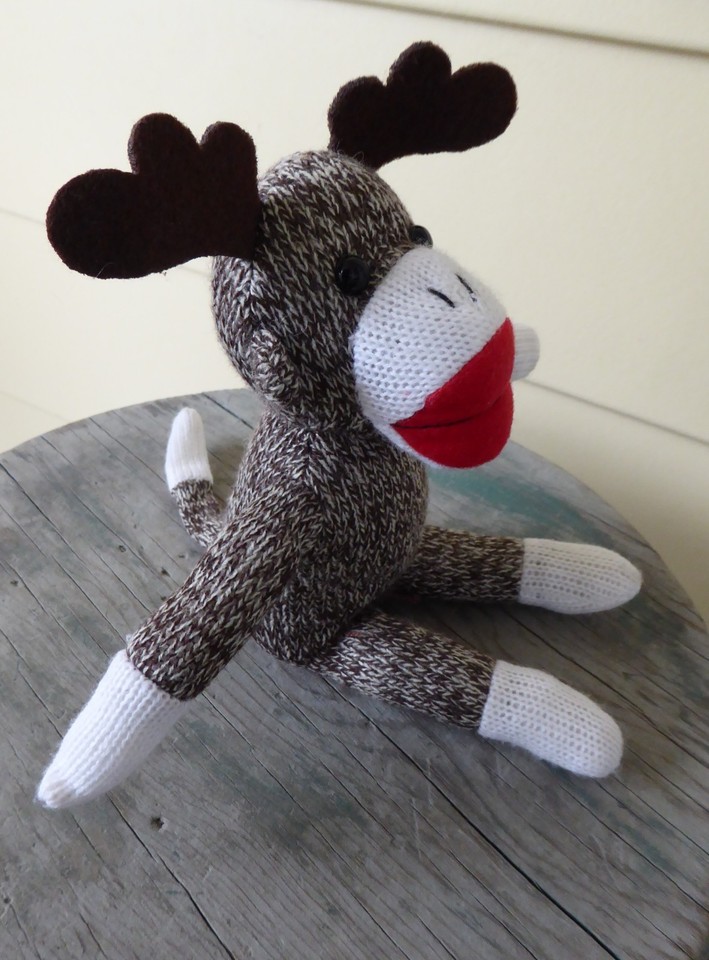 Sock Monkey REINDEER Christmas Plush - Galerie Stuffed Animal 10