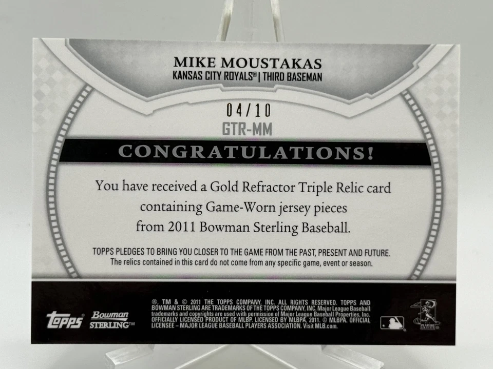 Camiseta deportiva Michael Moustakas 2011 Bowman refractor de oro esterlina juego usada/10 I7 Foto 2 de 2