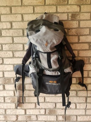 Deuter 40 + 10 Air contact pro hiking trekking hardshell backpack black & gray