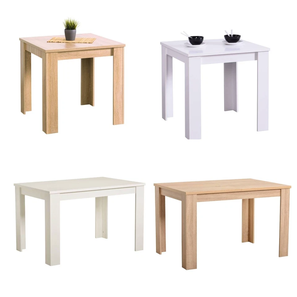 Esstisch Ausziehbar Massiv Weiß Esszimmertisch Küchentisch Holz Homestyle4u - Bild 1 von 4