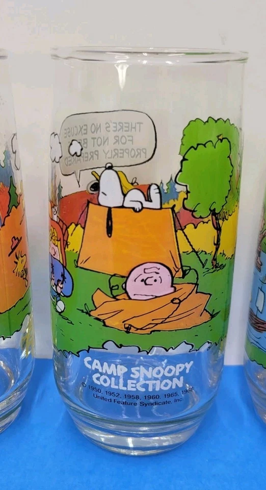Vintage McDonald's Peanuts Camp Snoopy Collection Glasses - Complete Set of 5 - Image 4 of 4
