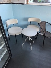 Modern Bistro Set - White Round Table & 2 Teddy Boucle Accent Chairs