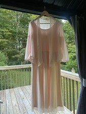Coldwater Creek Elegant Chiffon Mother Of The Bride Dress Pale Pink Shrug 16 P