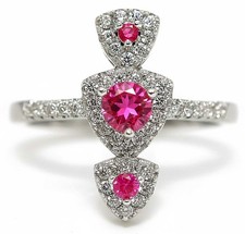 1CT Treated Ruby White Topaz 925 Genuine Sterling Silver Ring Jewelry Sz 6