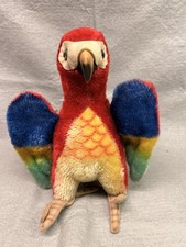 RARE Vintage 9 INCH Steiff "Lora" Parrot Mohair BUTTON ON WING