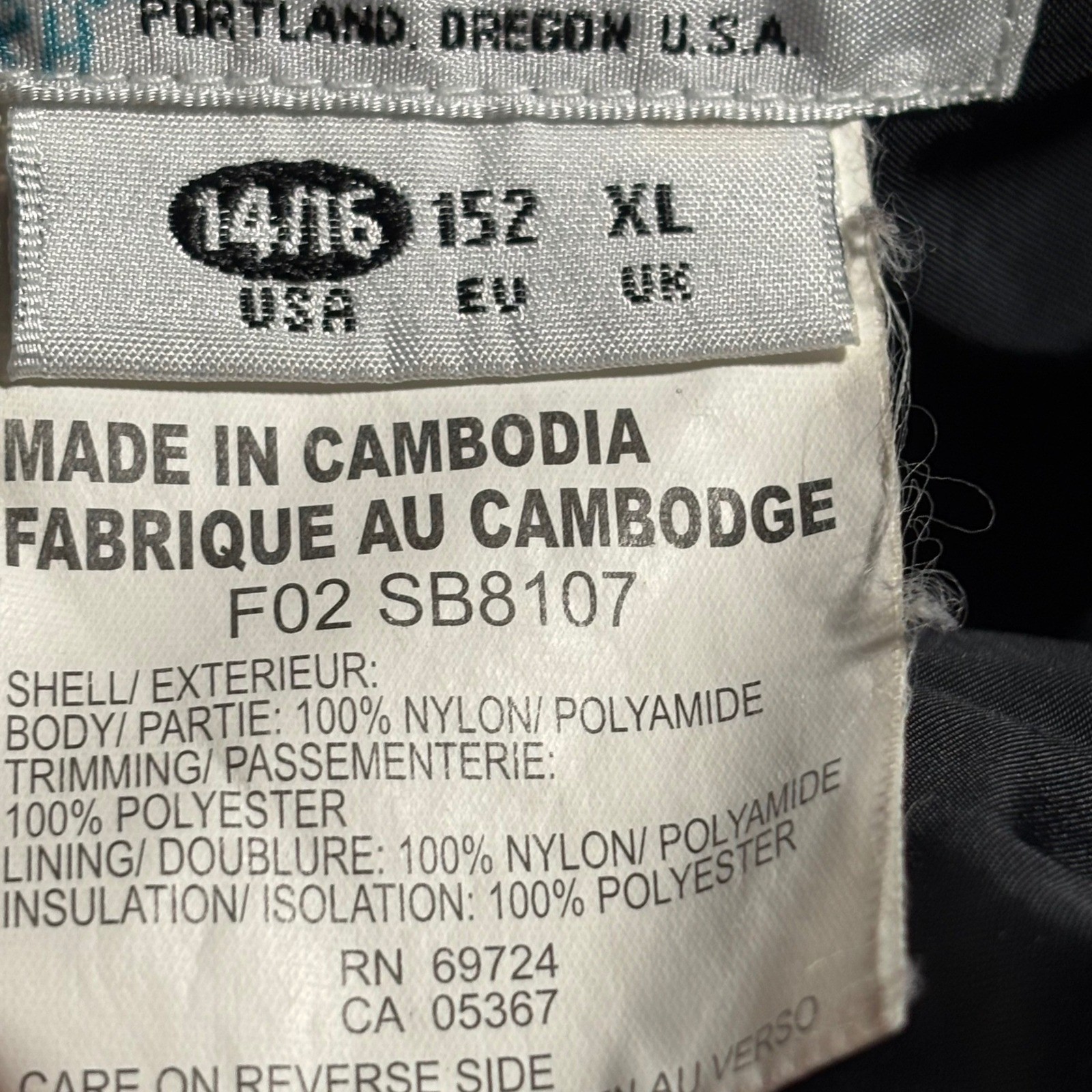 Columbia Sportswear Black Ski Snow Bib Overalls Pants Youth Size 14/16 152 XL