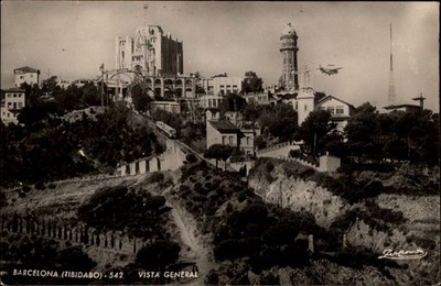 RPPC Tibidabo Barcelona Spain vista general vintage postcard n348