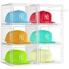 Clear Hat Organizer Box - 6 Pack Snapback Cap Storage