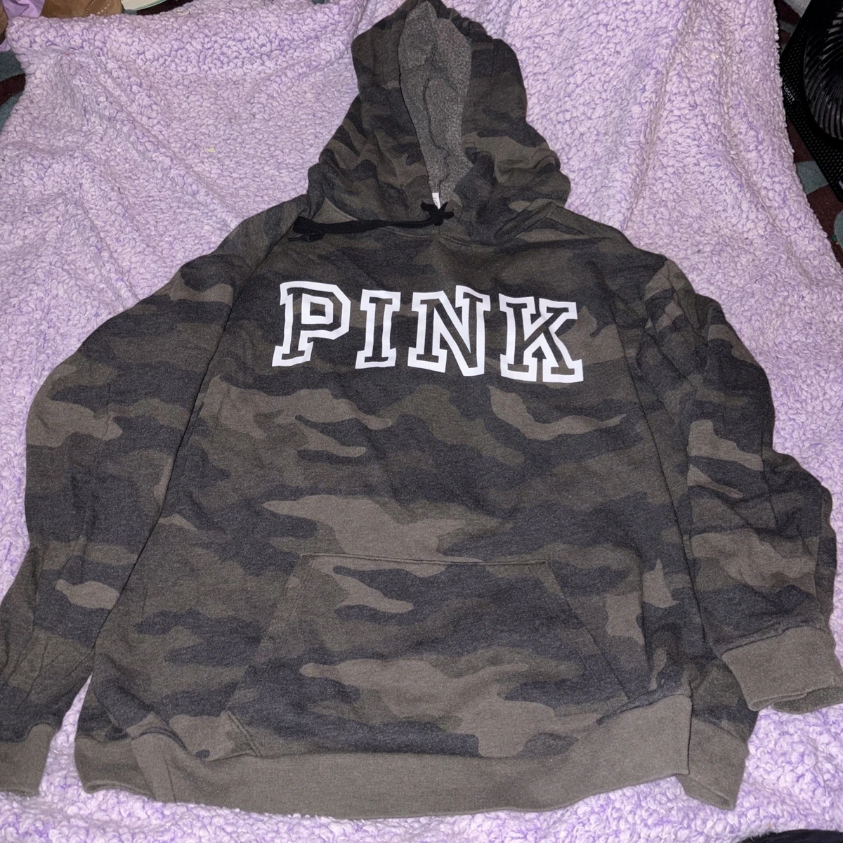 Sweat Victoria's Secret PINK – Camouflage Tons Neutres, 1/4 Zip, Taille XS, Neuf Sans étiquette