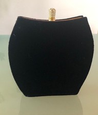 Vintage Black Velour Velvet Evining Clutch Purse