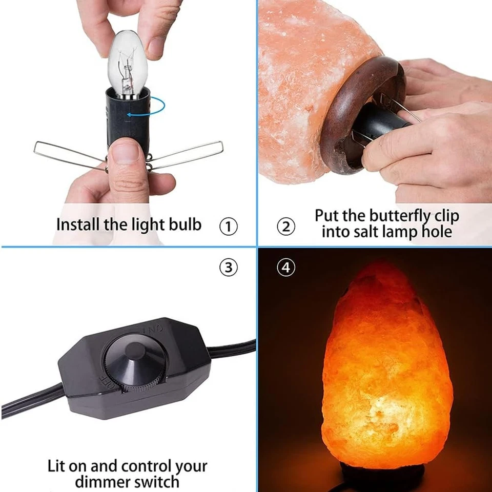 Cable de lámpara de sal del Himalaya con interruptor de atenuación bombilla de Navidad, cable de lámpara de sal 5 F... Foto 2 de 4