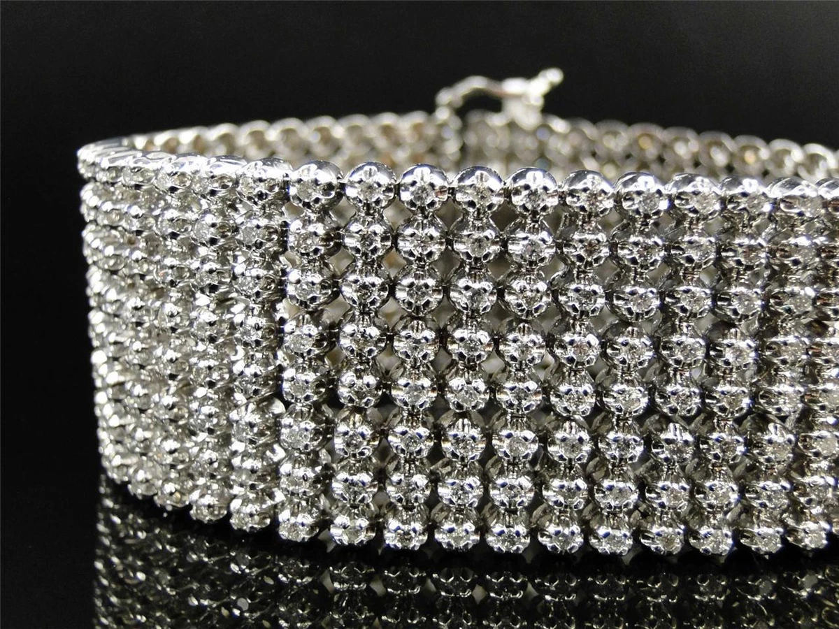 Wide & Long 25.25Ct Diamond 14Kt White Gold Classic Multi Row Tennis  Bracelet – milanojewelersny.com