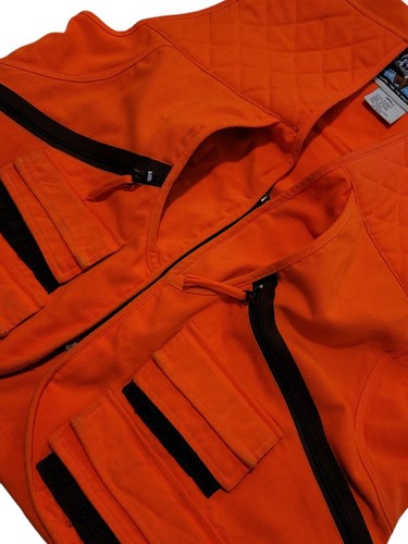 (Missing Puller On Zipper) Vintage Field & Stream Orange Hunting Vest Size-S - Picture 3 of 15
