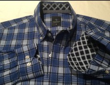 Slim Fit Taylorbyrd LS Blue Plaid 100 Cotton Shirt Med