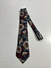 Halston III 100% Silk Floral Tie Made in USA