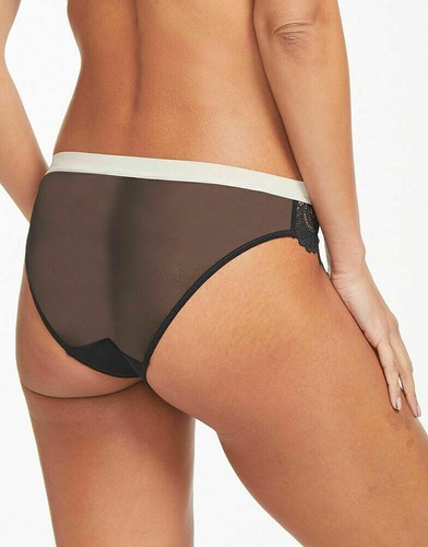 Lepel Matilda Mini Brief Black Beige Size 18 Mesh Lace Knickers 126316 New - Picture 5 of 12