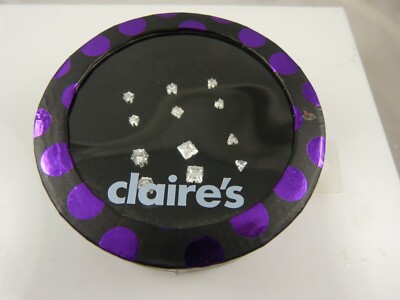 Claires Earrings studs pierced 6 pair cubic zirconia square round triangle