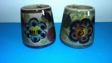 Set of (2) Tonala Mexican Pottery Coffee Mugs, Floral - will sell individually