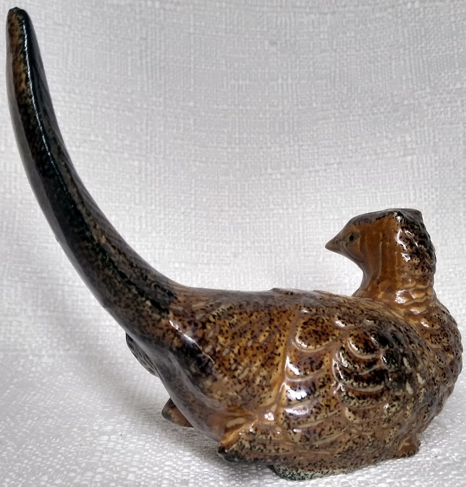 Vintage Brown Pheasant Bird Ceramic Figurine Shelf Decor 5"